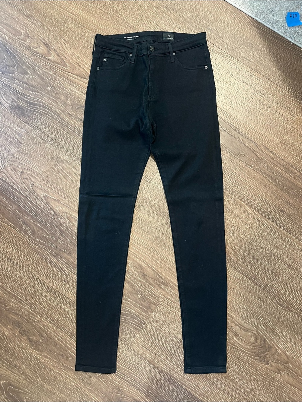 AG black denim. Buttery soft. the Farrah Skinny-high rise skinny